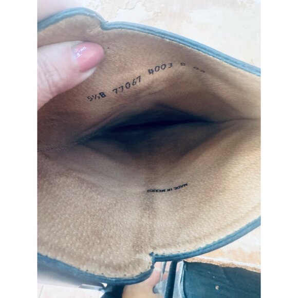 Frye Black Leather Knee-High Riding Boot Buckle Harness 5.5 Western Boho Cottage - Picture 15 of 15